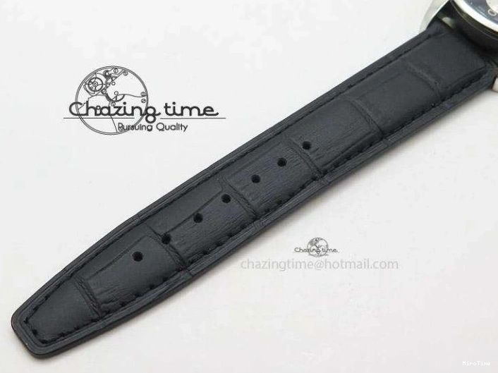 MIROTIME 0509 Minimalist Portuguese 40mm Chrono SS Black Dial On Black Leather Strap A 7382